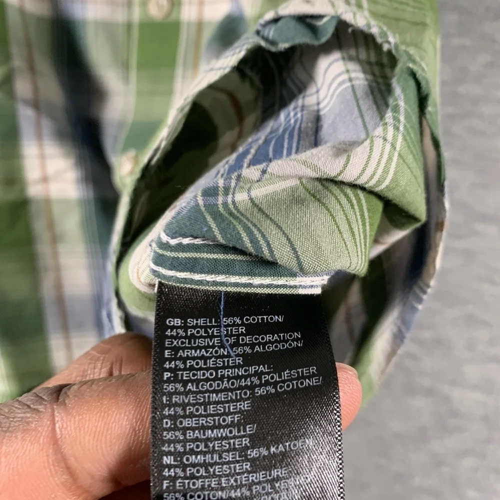 The North Face Shirt Mens Small Green Blue Plaid Short Sleeve Button Casual